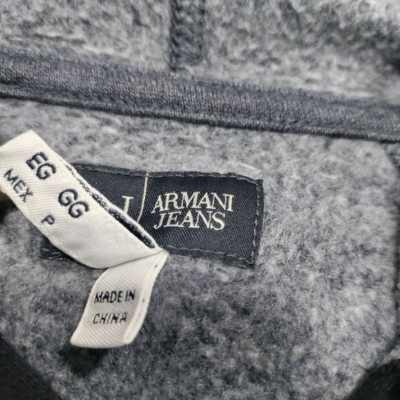Armani Jeans Gray Front Pocket Hooded Pullover Sweatshirt Men's Size Large - Picture 7 of 14